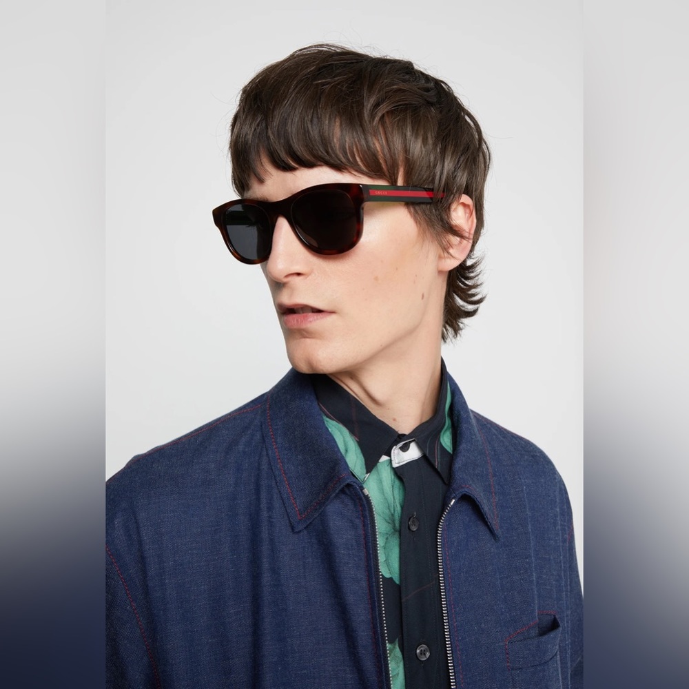 New- Gucci Sunglasses Unisex GG0926S 001 Black-Green/Grey 57-16-145mm - Picture 3 of 12